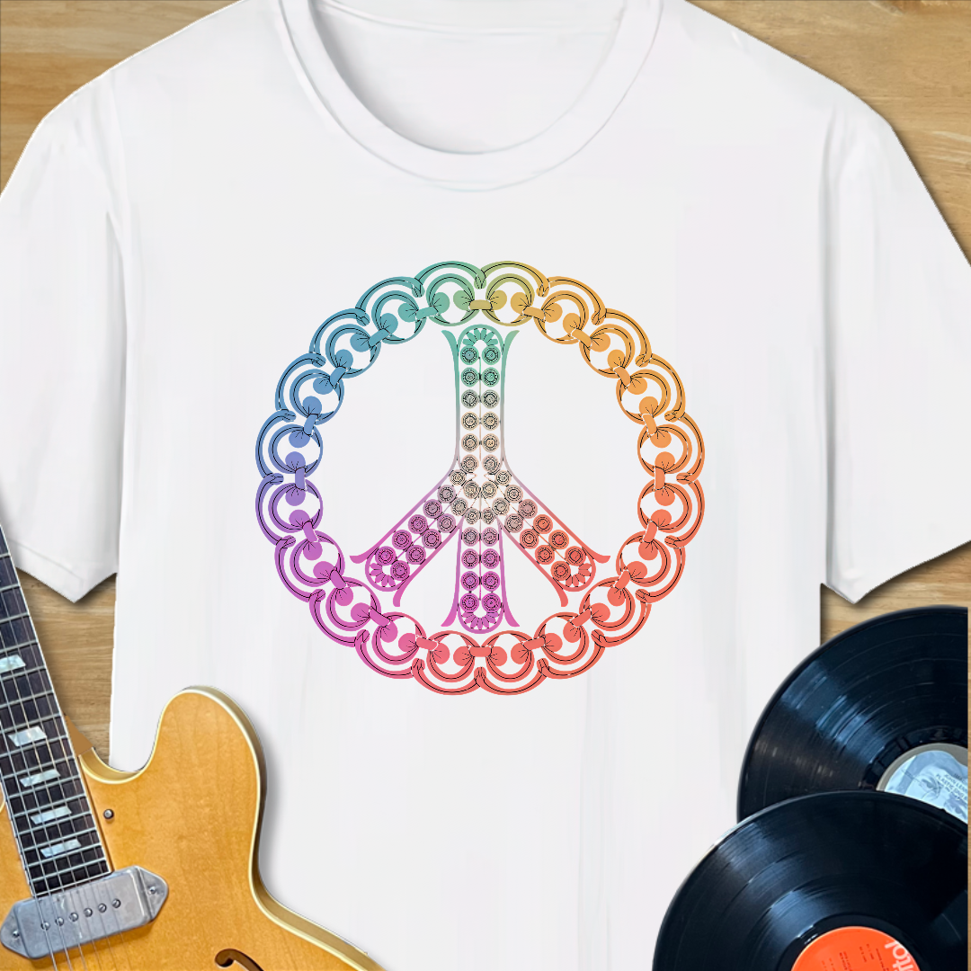 Mandala Chain Peace Sign T-Shirt