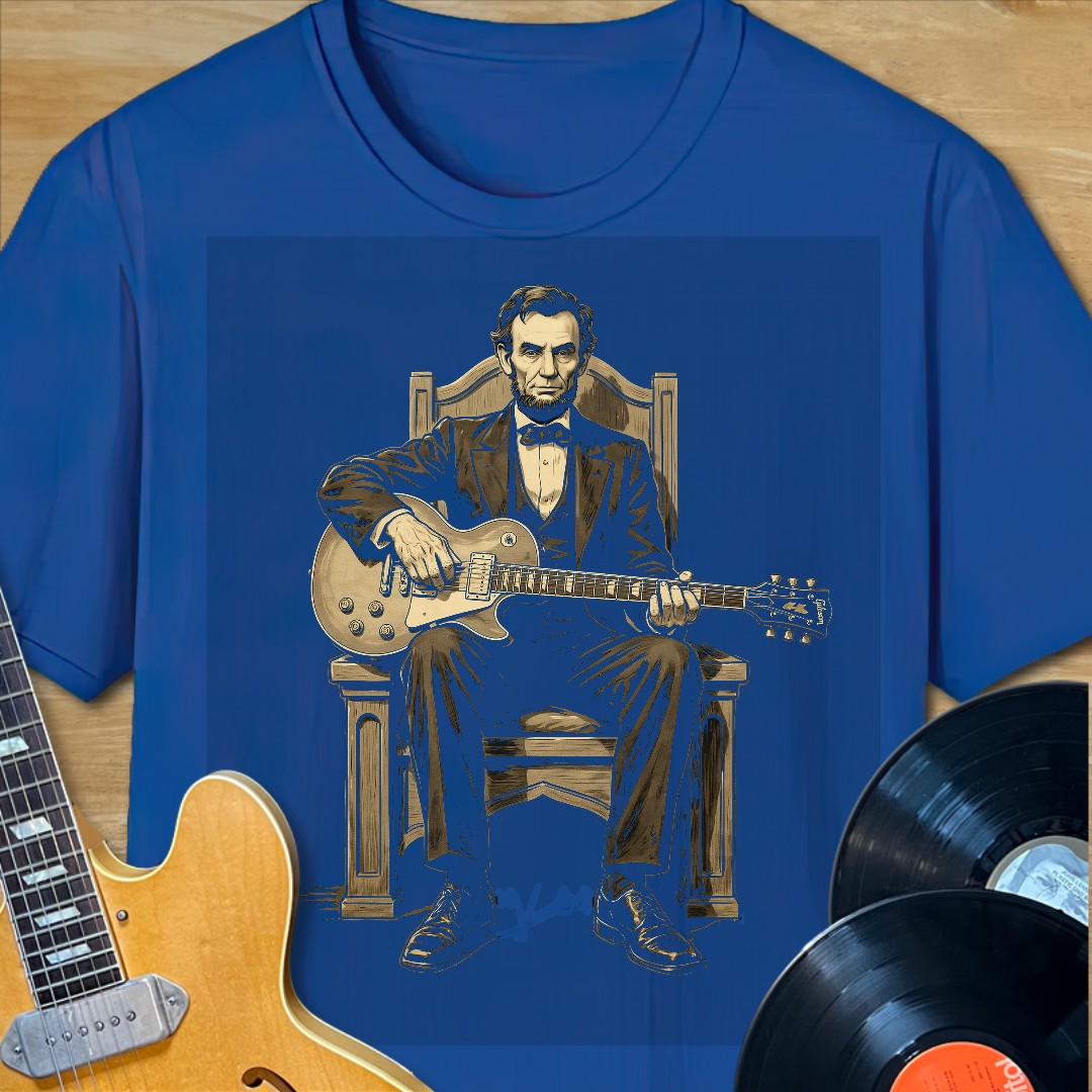 Abe Lincoln Guitar Sitting Tee