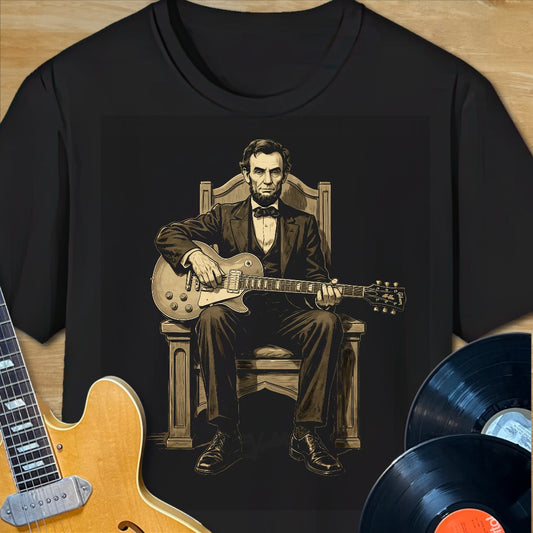 Abe Lincoln Guitar Sitting Tee