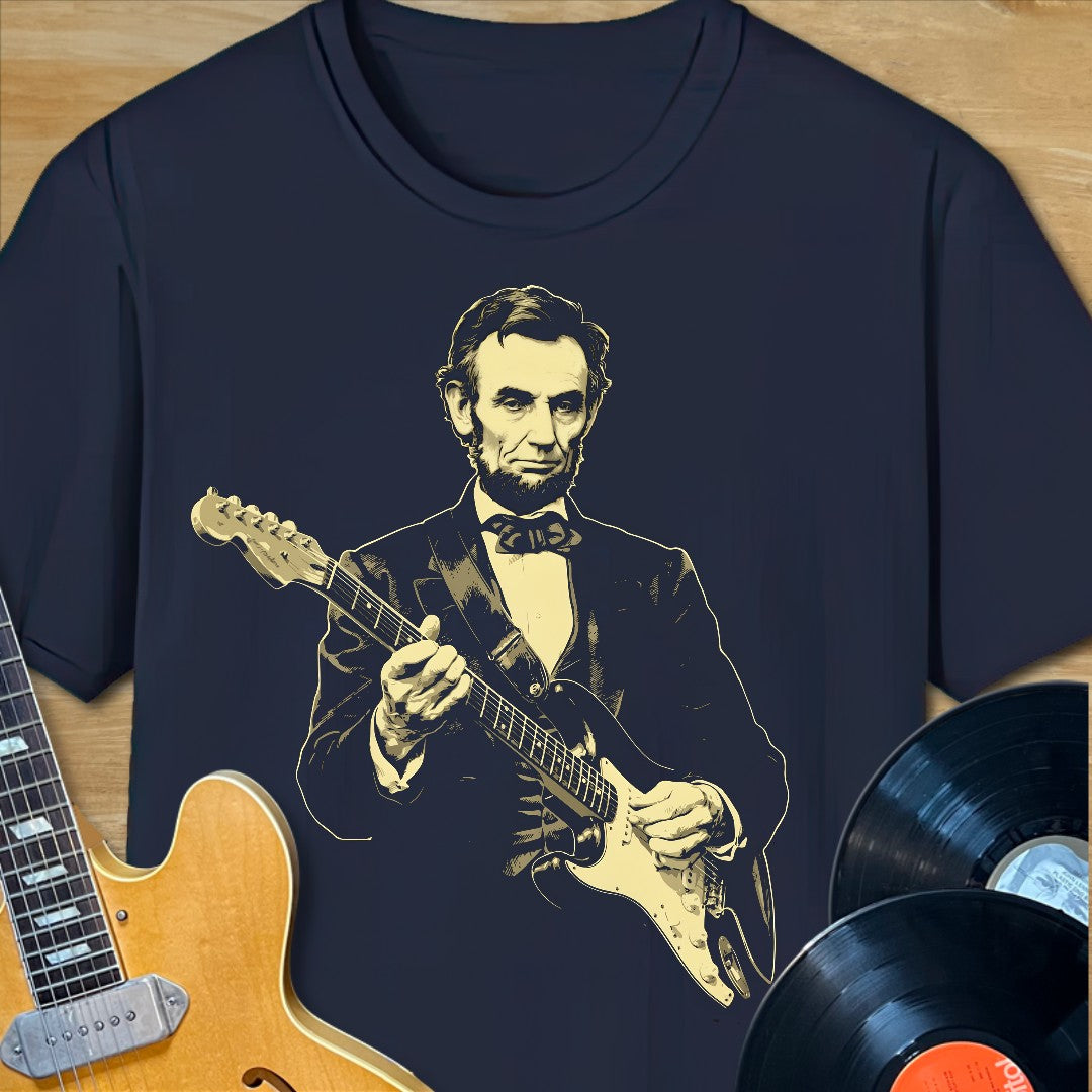 Lincoln Playing Guitar Tee