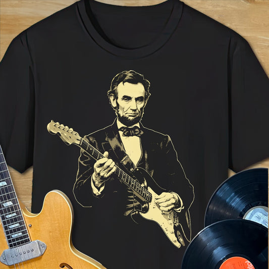 Lincoln Playing Guitar Tee