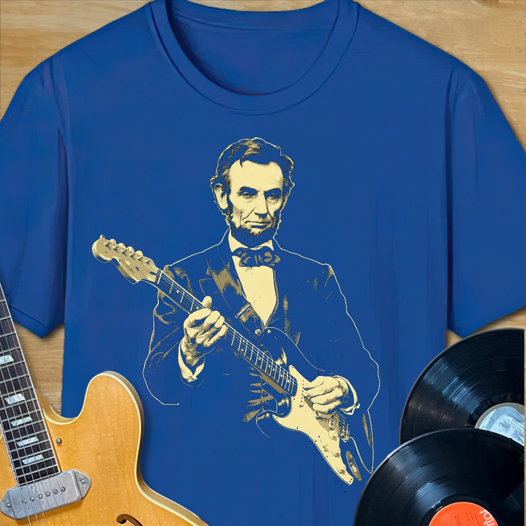 Lincoln Playing Guitar Tee