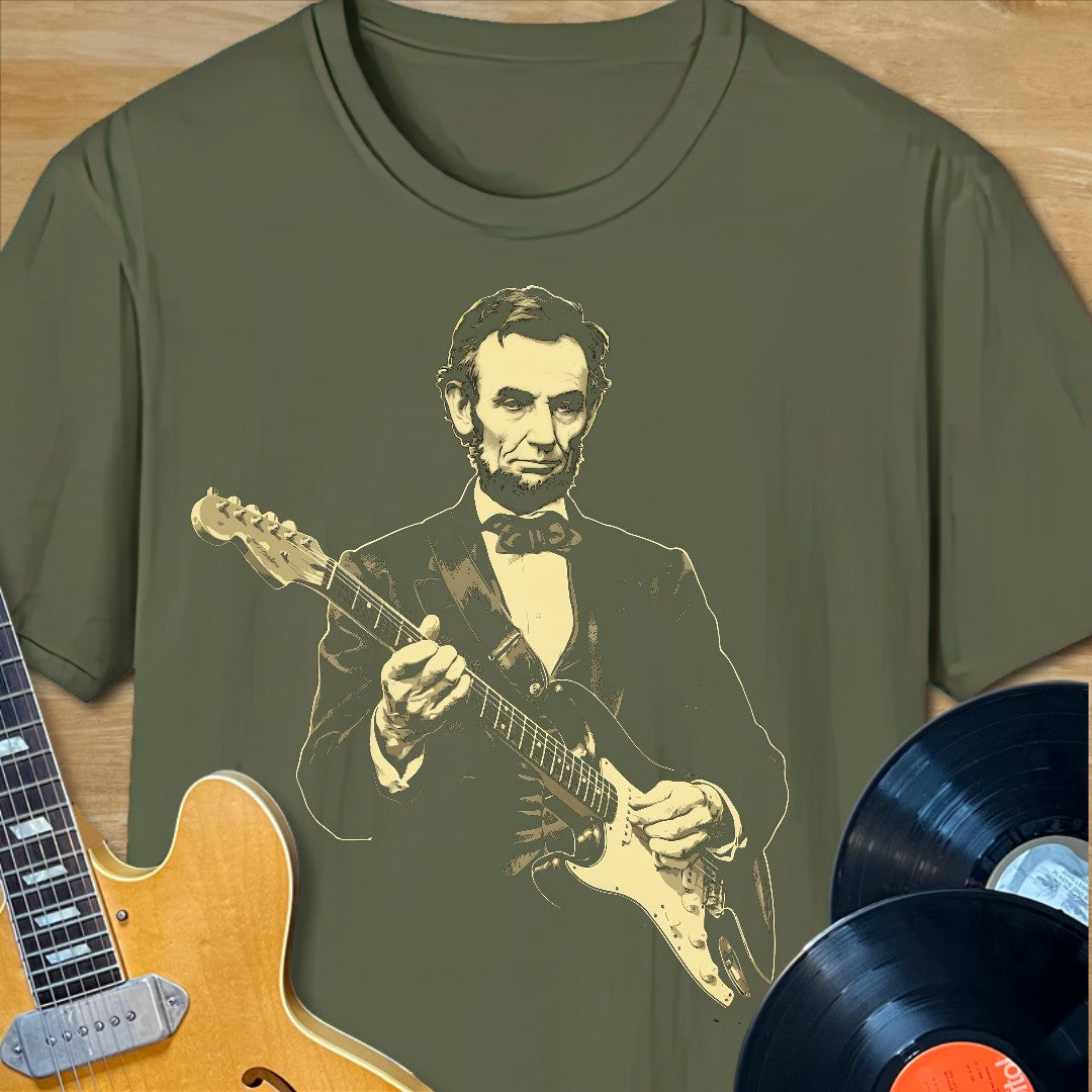 Lincoln Playing Guitar Tee