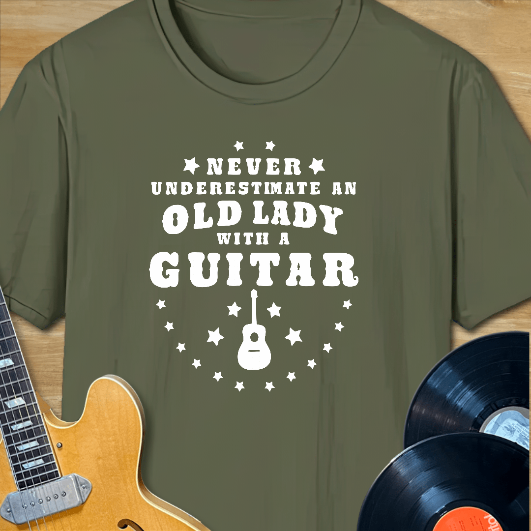 Never Underestimate an Old Lady with a Guitar T-Shirt