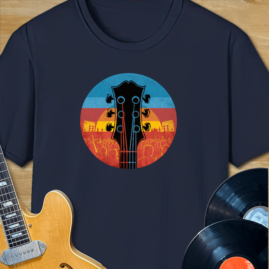 Guitar Headstock Sunset Crowd T-Shirt