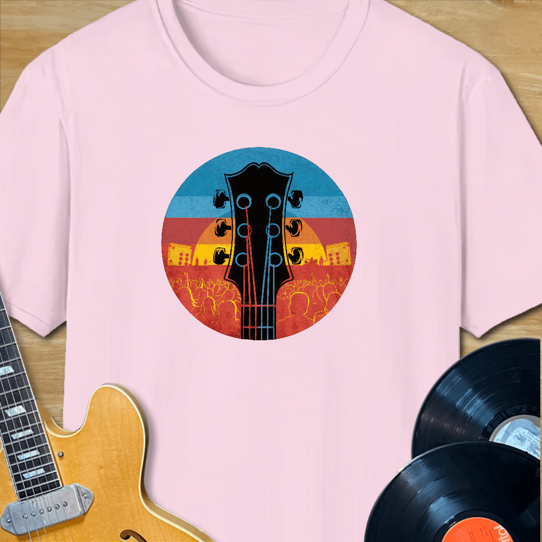 Guitar Headstock Sunset Crowd T-Shirt