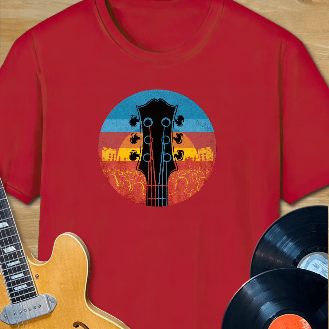 Guitar Headstock Sunset Crowd T-Shirt