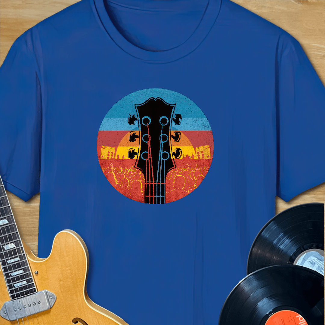 Guitar Headstock Sunset Crowd T-Shirt