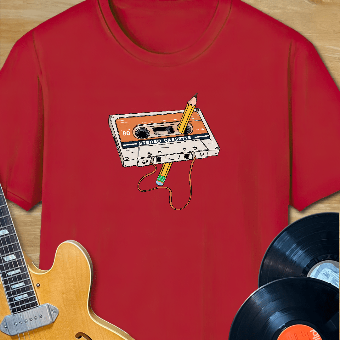 Cassette Tape Pencil Rewind T-Shirt