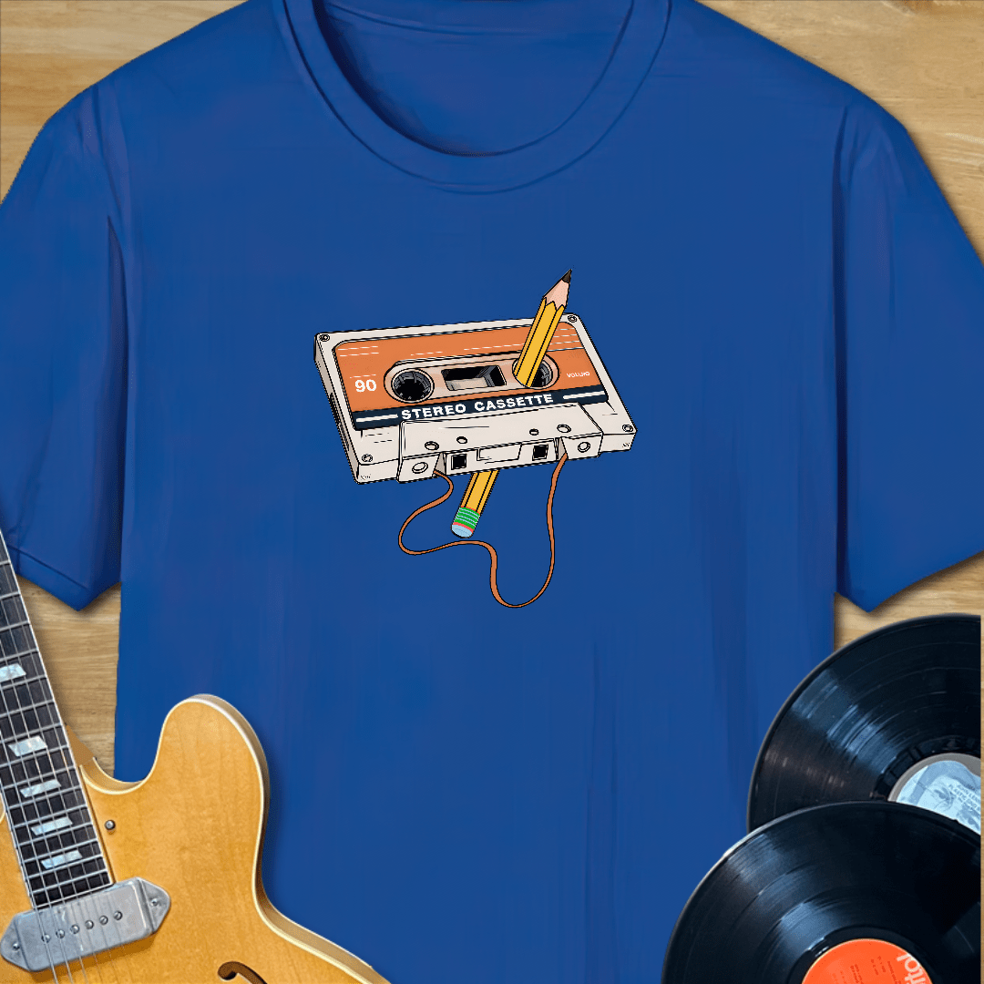 Cassette Tape Pencil Rewind T-Shirt