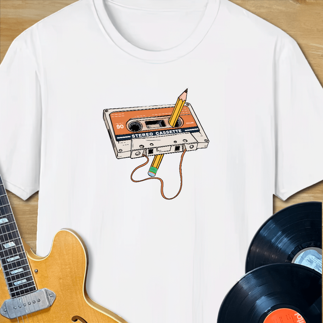 Cassette Tape Pencil Rewind T-Shirt