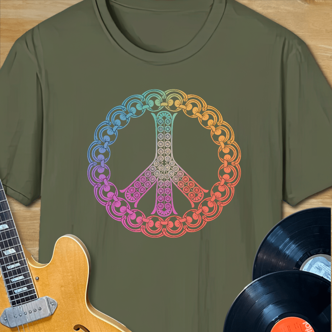 Mandala Chain Peace Sign T-Shirt