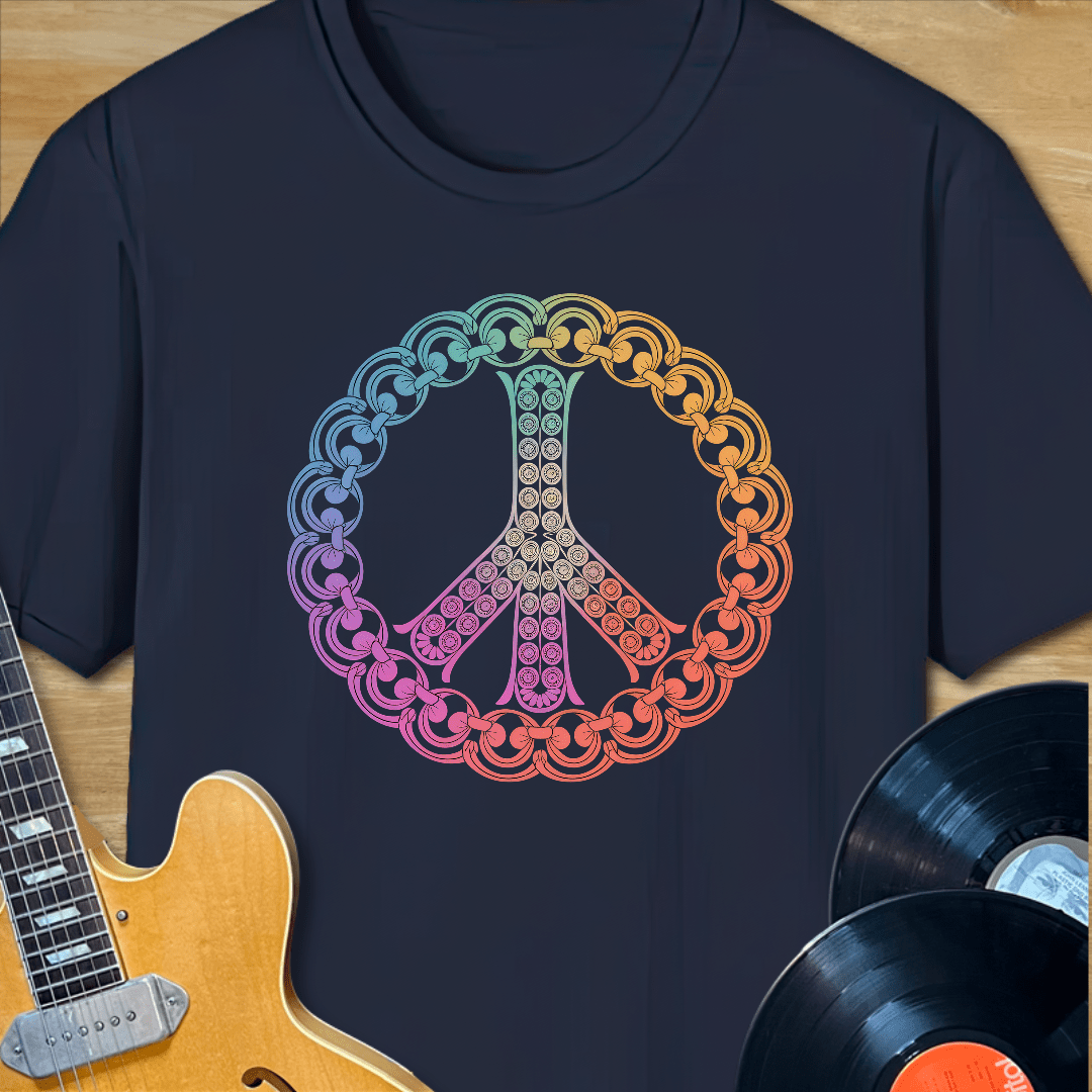 Mandala Chain Peace Sign T-Shirt