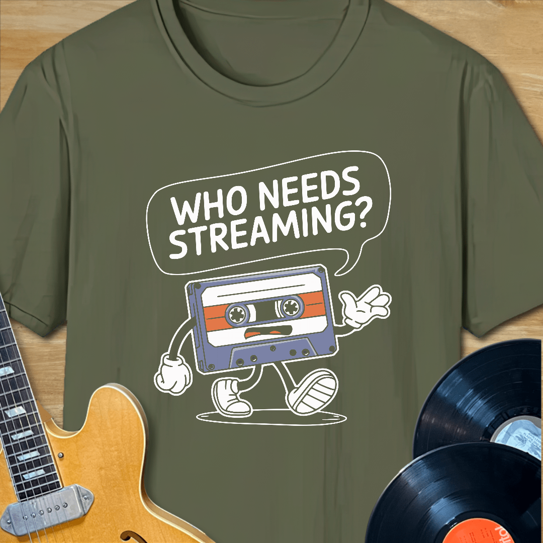 Who Needs Streaming Cassette Man T-Shirt